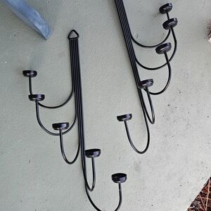 PartyLite Black Metal Wall Candle Sconces - Set of 2